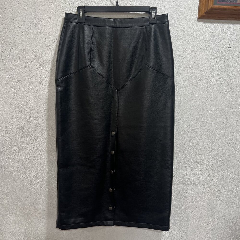 ASOS‎ DESIGN Women’s Faux Leather MIDI Skirt Black Size US 8 EU 40